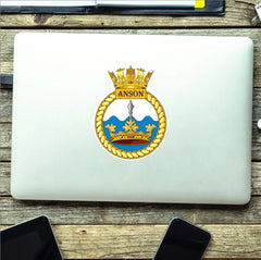 Royal Navy HMS Anson Waterproof Vinyl Sticker - Multiple Sizes redplume