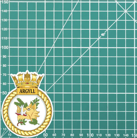 Royal Navy HMS Argyll Waterproof Vinyl Sticker - Multiple Sizes - Red Plume
