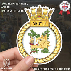 Royal Navy HMS Argyll Waterproof Vinyl Sticker - Multiple Sizes redplume