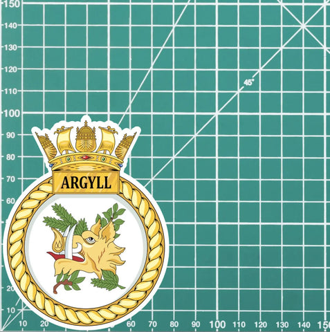 Royal Navy HMS Argyll Waterproof Vinyl Sticker - Multiple Sizes - Red Plume