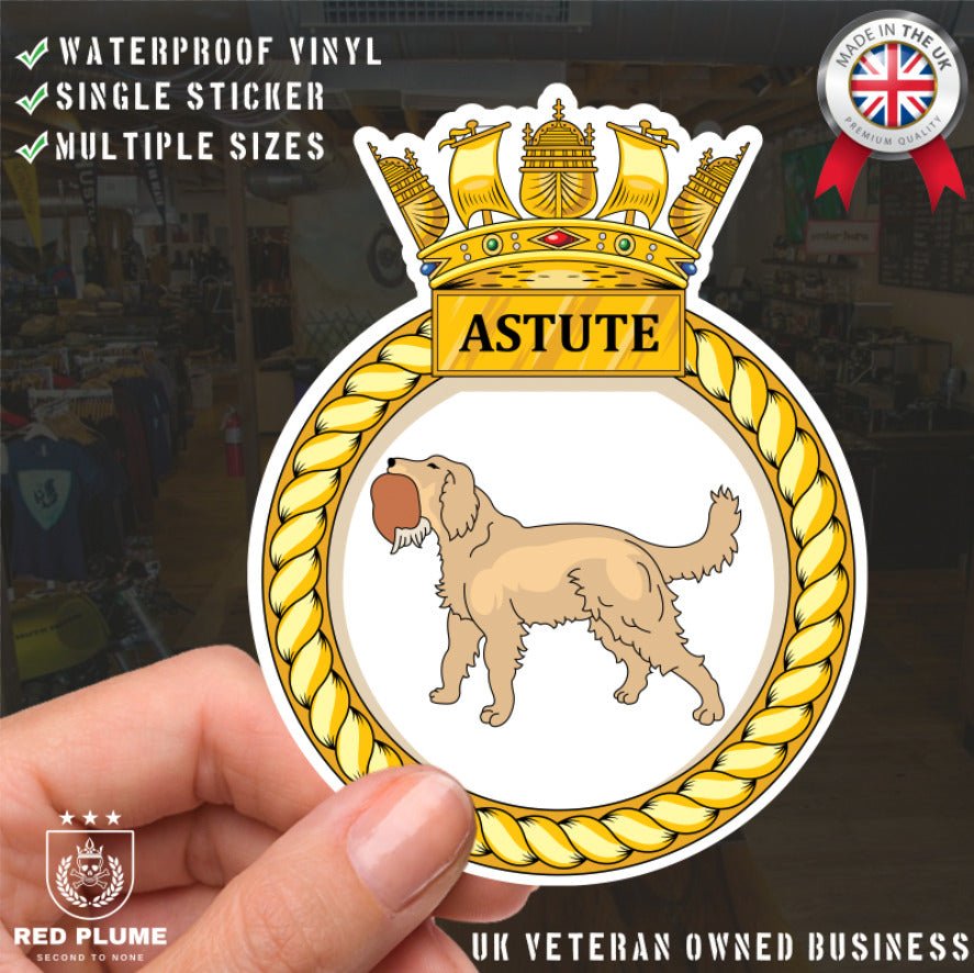 Royal Navy HMS Astute Waterproof Vinyl Sticker - Multiple Sizes redplume