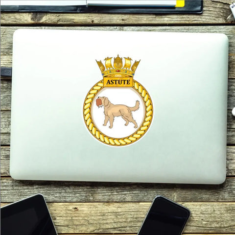 Royal Navy HMS Astute Waterproof Vinyl Sticker - Multiple Sizes - Red Plume