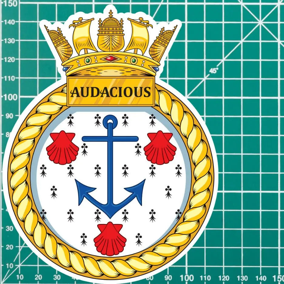 Royal Navy HMS Audacious Waterproof Vinyl Sticker - Multiple Sizes redplume