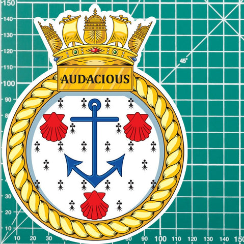 Royal Navy HMS Audacious Waterproof Vinyl Sticker - Multiple Sizes redplume