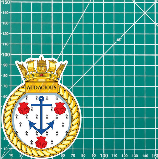 Royal Navy HMS Audacious Waterproof Vinyl Sticker - Multiple Sizes redplume