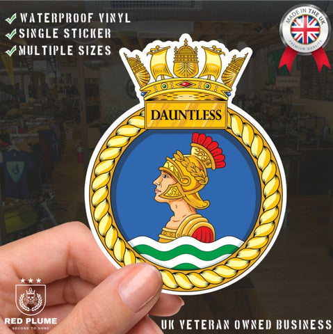 Royal Navy HMS Dauntless Waterproof Vinyl Sticker - Multiple Sizes redplume