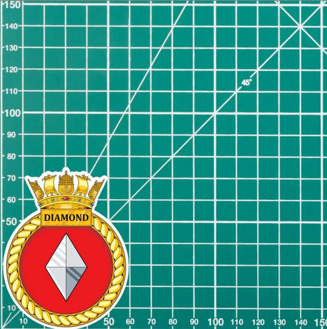 Royal Navy HMS Diamond Waterproof Vinyl Sticker - Multiple Sizes - Red Plume