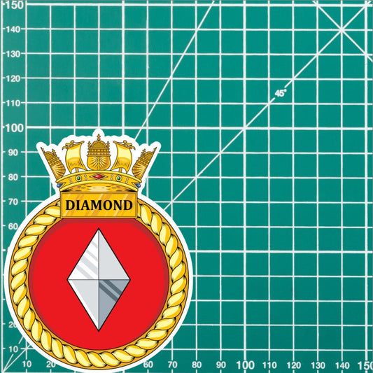 Royal Navy HMS Diamond Waterproof Vinyl Sticker - Multiple Sizes redplume