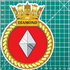 Royal Navy HMS Diamond Waterproof Vinyl Sticker - Multiple Sizes redplume