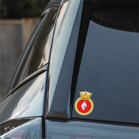 Royal Navy HMS Diamond Waterproof Vinyl Sticker - Multiple Sizes - Red Plume