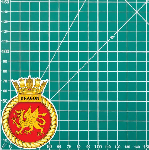 Royal Navy HMS Dragon Waterproof Vinyl Sticker - Multiple Sizes - Red Plume