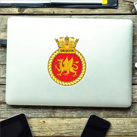 Royal Navy HMS Dragon Waterproof Vinyl Sticker - Multiple Sizes - Red Plume