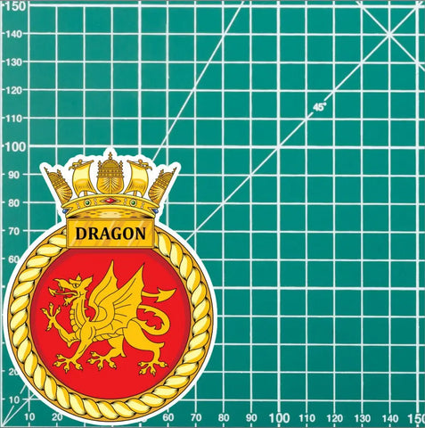 Royal Navy HMS Dragon Waterproof Vinyl Sticker - Multiple Sizes - Red Plume
