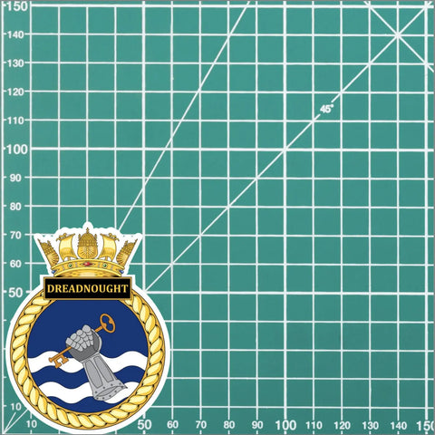 Royal Navy HMS Dreadnought Waterproof Vinyl Sticker - Multiple Sizes - Red Plume