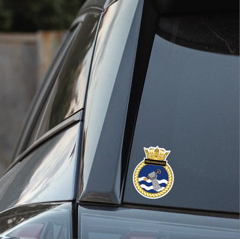 Royal Navy HMS Dreadnought Waterproof Vinyl Sticker - Multiple Sizes - Red Plume