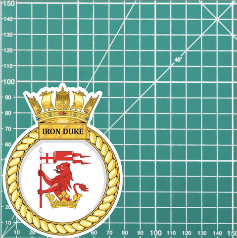 Royal Navy HMS Iron Duke Waterproof Vinyl Sticker - Multiple Sizes - Red Plume