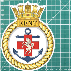 Royal Navy HMS Kent Waterproof Vinyl Sticker - Multiple Sizes redplume