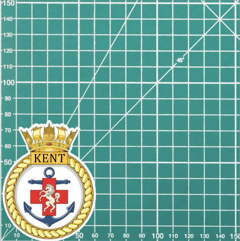 Royal Navy HMS Kent Waterproof Vinyl Sticker - Multiple Sizes - Red Plume