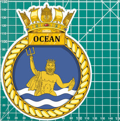 Royal Navy HMS Ocean Waterproof Vinyl Sticker - Multiple Sizes redplume