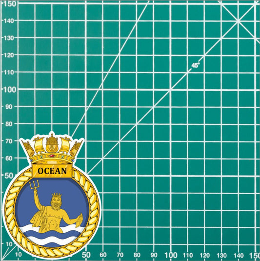 Royal Navy HMS Ocean Waterproof Vinyl Sticker - Multiple Sizes redplume