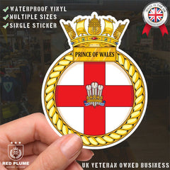 Royal Navy HMS Prince of Wales Waterproof Vinyl Sticker - Multiple Sizes redplume