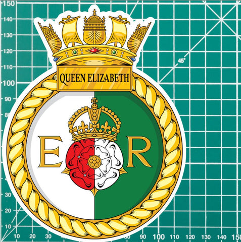 Royal Navy HMS Queen Elizabeth Waterproof Vinyl Sticker - Multiple Sizes redplume