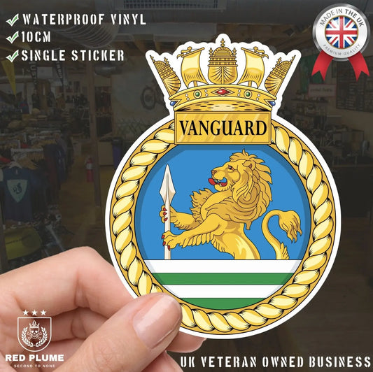 Royal Navy HMS Vanguard Waterproof Vinyl Sticker - Multiple Sizes redplume