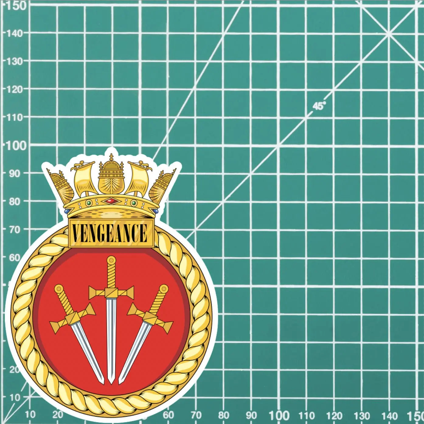 Royal Navy HMS Vengeance Waterproof Vinyl Sticker - Multiple Sizes redplume