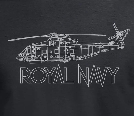 Royal Navy T-Shirt with Merlin Outline - Red Plume