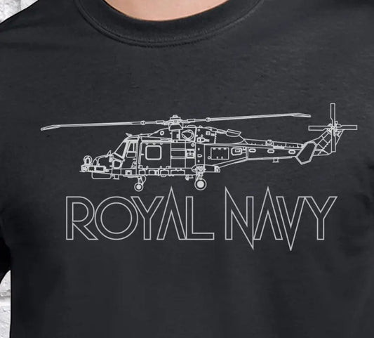 Royal Navy T-Shirt with Wildcat Outline - Red Plume