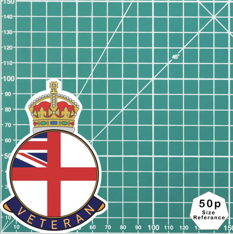 Royal Navy Veteran UV Laminated Decal - Red Plume