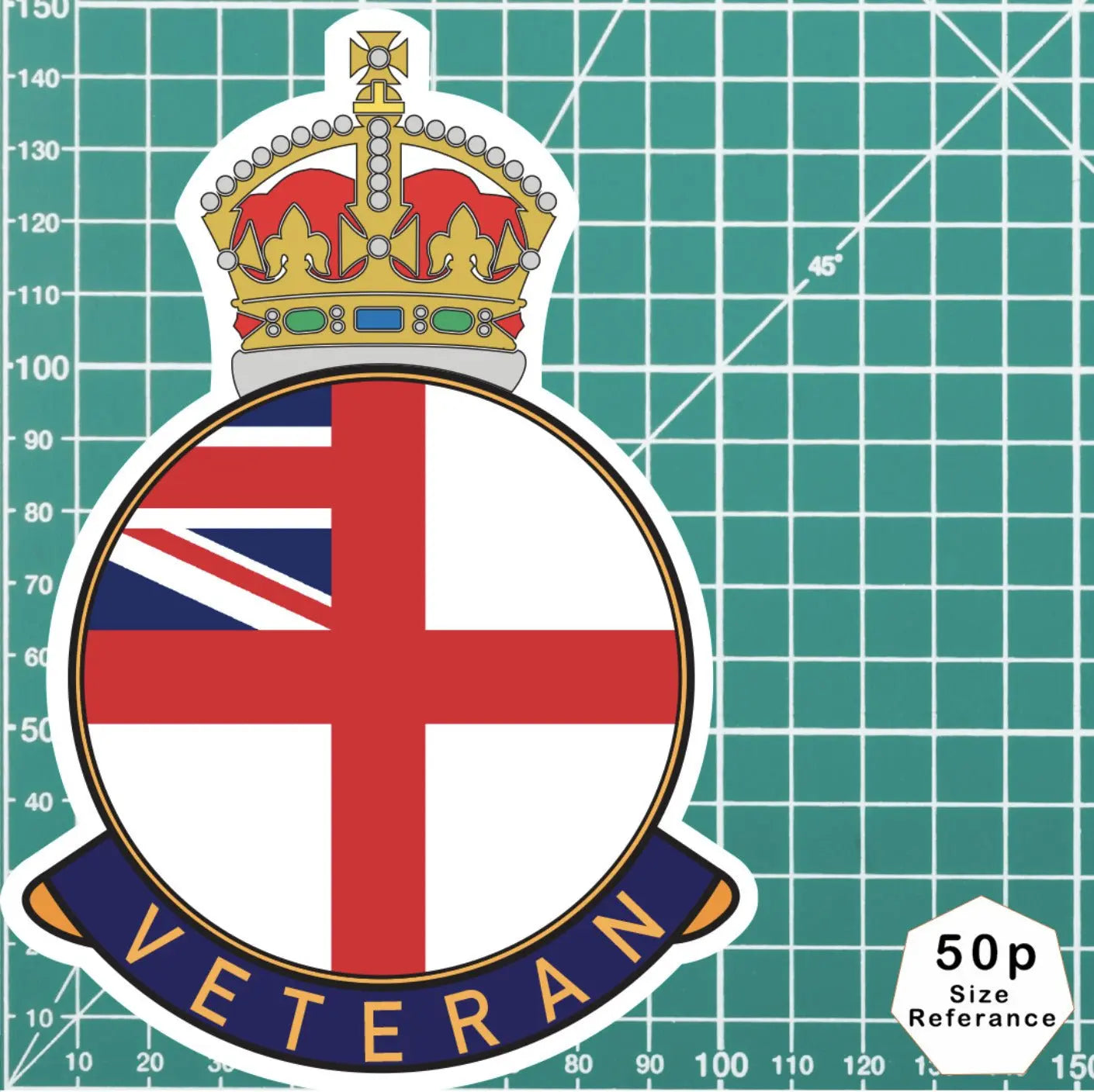 Royal Navy Veteran UV Laminated Decal - Red Plume