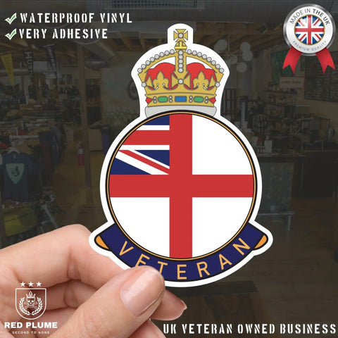 Royal Navy Veteran UV Laminated Decal - Red Plume