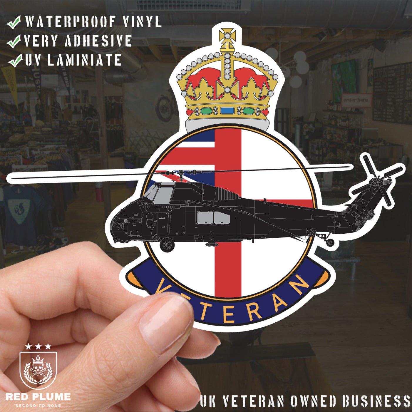 Royal Navy Wessex Veterans Vinyl Sticker - White Ensign Design redplume