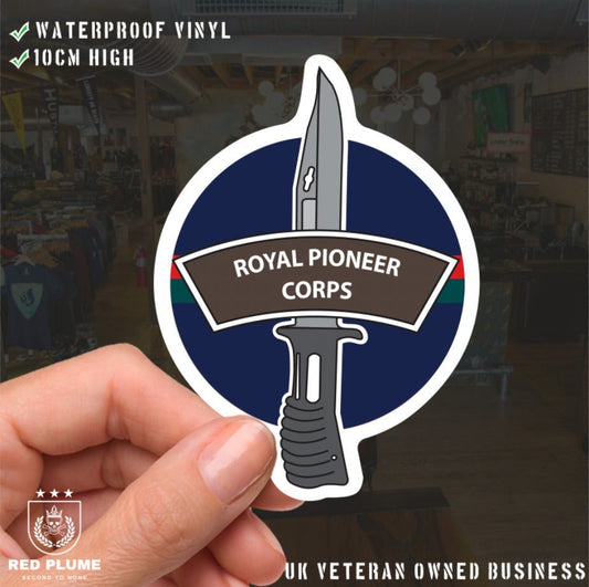 Royal Pioneer Corps Vinyl Decal, TRF Colours & Bayonet Design - 10cm redplume