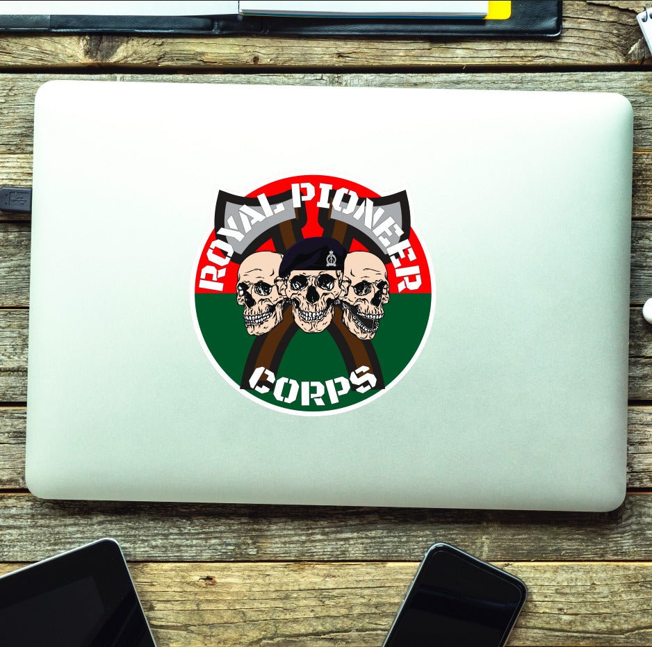 Royal Pioneer Corps Waterproof Vinyl Stickers Three Skull AXE Design redplume