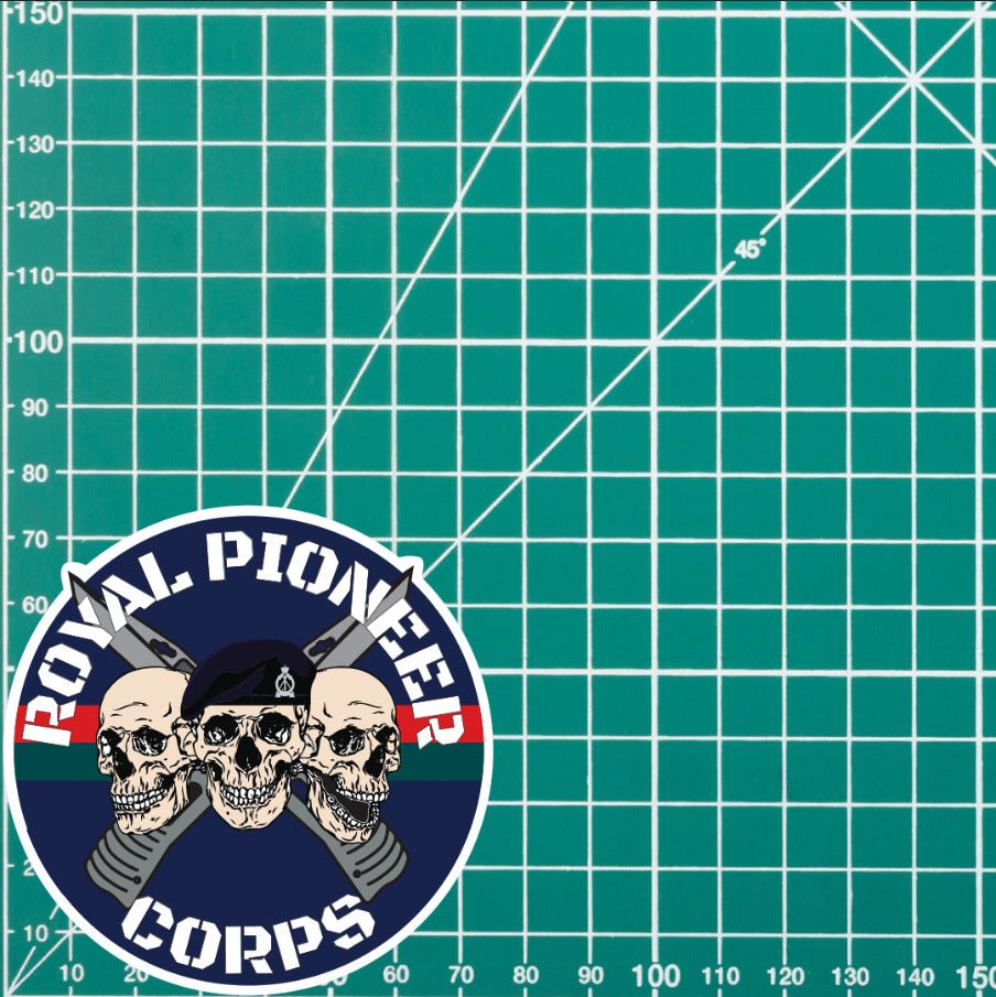 Royal Pioneer Corps Waterproof Vinyl Stickers Three Skull Design redplume