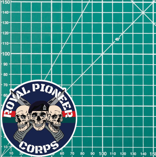 Royal Pioneer Corps Waterproof Vinyl Stickers Three Skull Design redplume