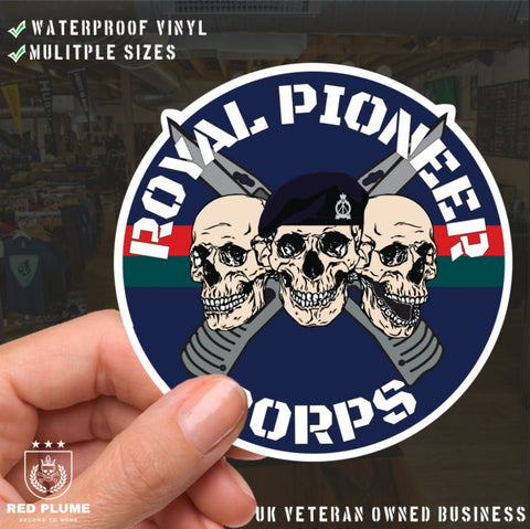 Royal Pioneer Corps Waterproof Vinyl Stickers Three Skull Design redplume