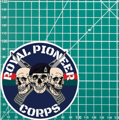 Royal Pioneer Corps Waterproof Vinyl Stickers Three Skull Design redplume