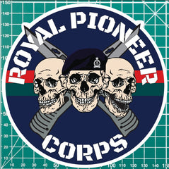 Royal Pioneer Corps Waterproof Vinyl Stickers Three Skull Design redplume