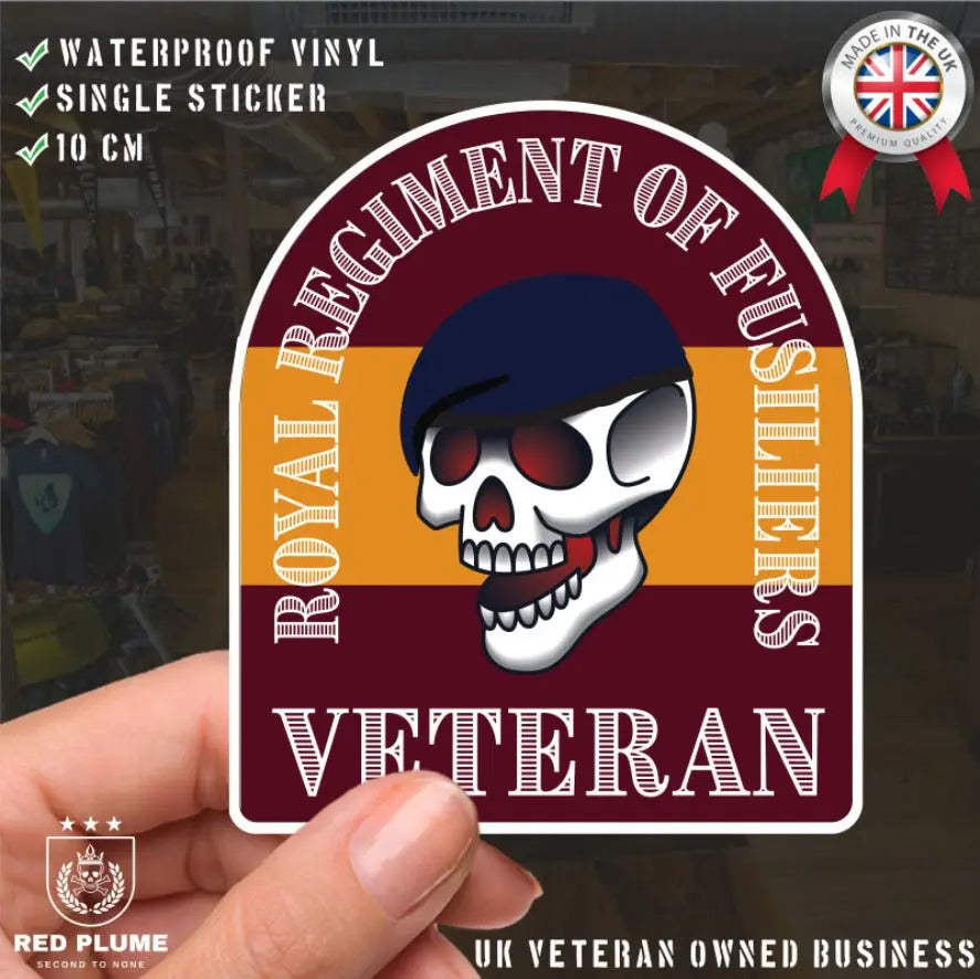 Royal Regiment of Fusiliers Old School Tattoo Style Veteran Sticker redplume