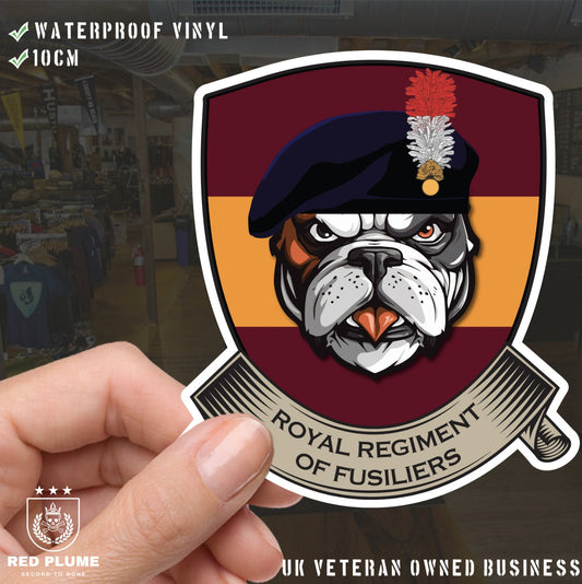 Royal Regiment of Fusiliers TRF British Bulldog Vinyl Sticker - 10cm redplume