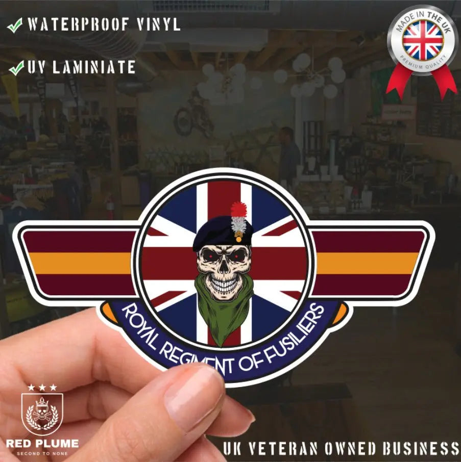 Royal Regiment of Fusiliers UV Laminated Vinyl Sticker - Wings redplume
