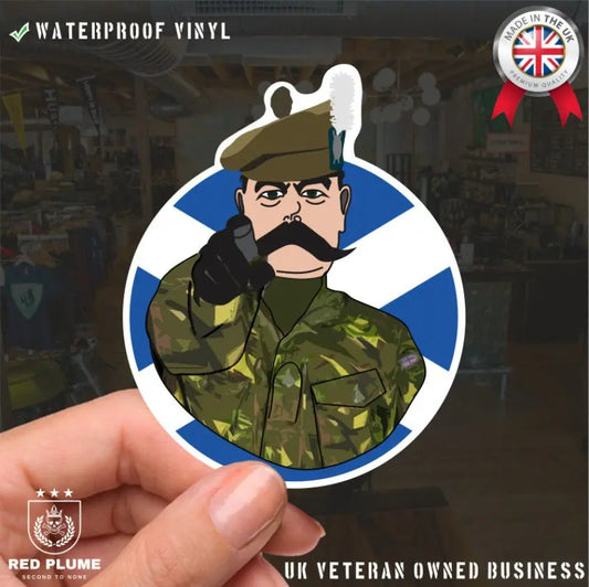 Royal Regiment of Scotland Vinyl Waterproof Sticker, Lord Kitchener Design redplume