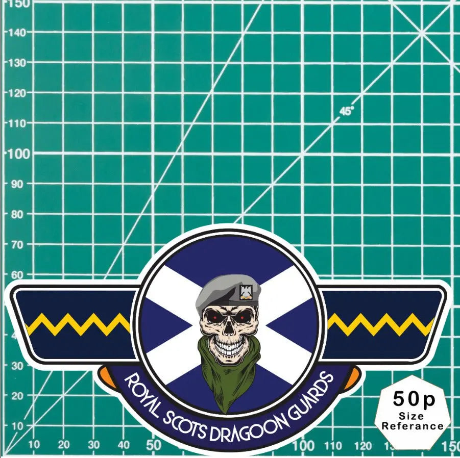 Royal Scots Dragoon Guards RSDG UV Laminated Vinyl Sticker - Saltire Wings redplume
