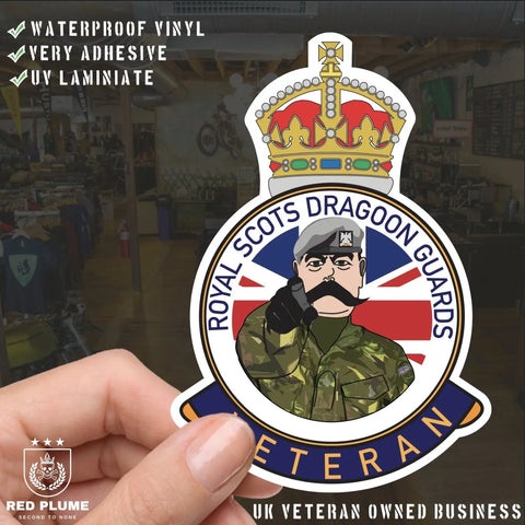 Royal Scots Dragoon Guards Veteran UV Laminated Lord Kitchener & Beret Decal - Red Plume