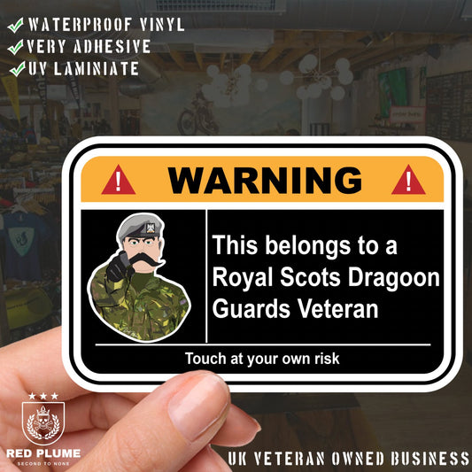Royal Scots Dragoon Guards Warning Funny Vinyl Sticker 100mm wide redplume