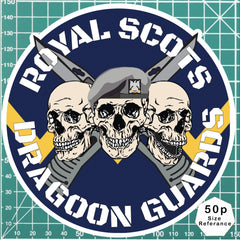 Royal Scots Dragoon Guards Waterproof Vinyl Stickers Three Skull Design redplume