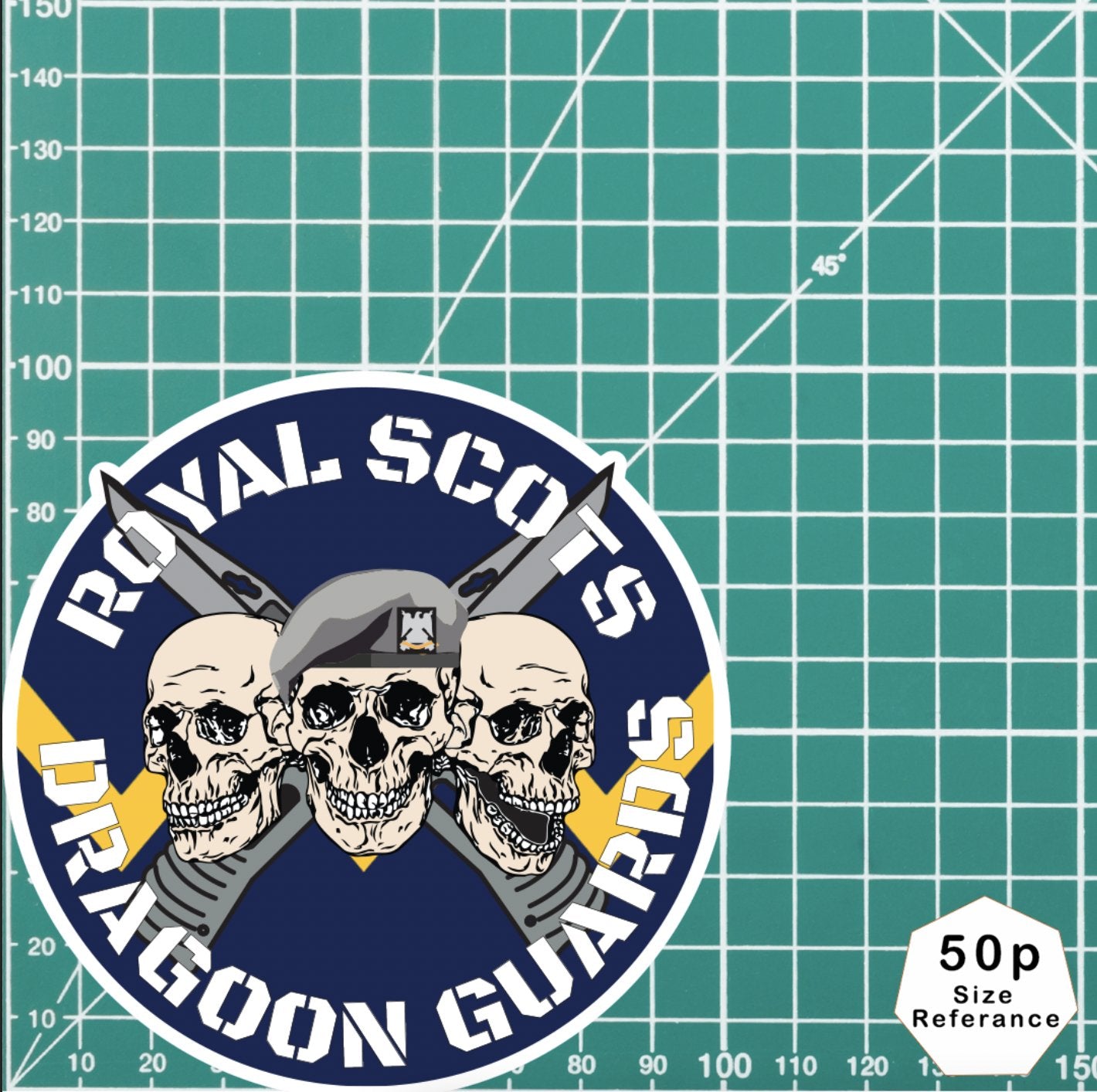 Royal Scots Dragoon Guards Waterproof Vinyl Stickers Three Skull Design redplume